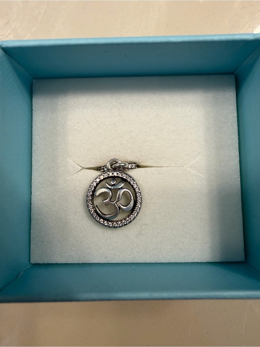 Pandora OM Symbol Circle Charm with Halo